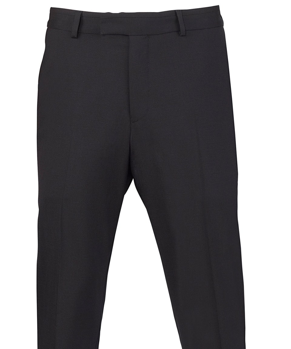 Black Wool Flat Fronted Suit Pants